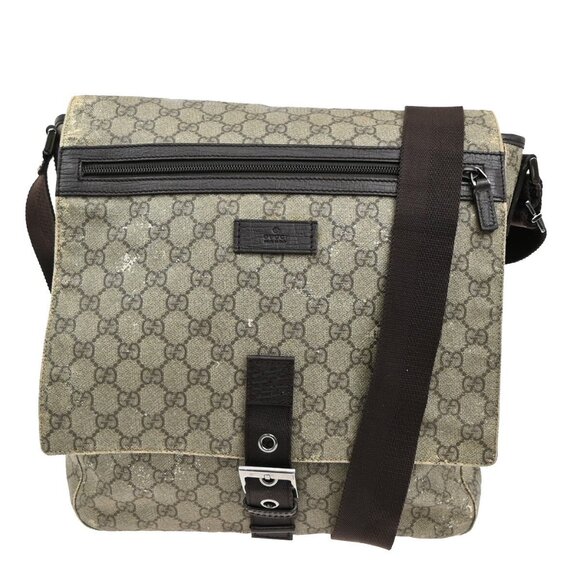 Gucci Handbags - GUCCI Logo GG Pattern Crossbody Shoulder Bag PVC Leather Brown Italy